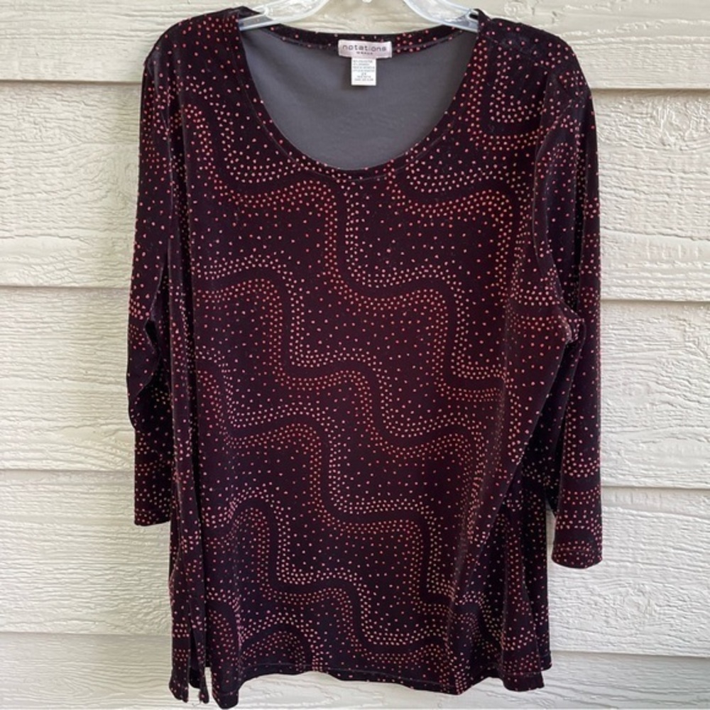 Velvet Notations Woman 2X Top Blouse CrewNeck Formal Studded Disco Spandex Party